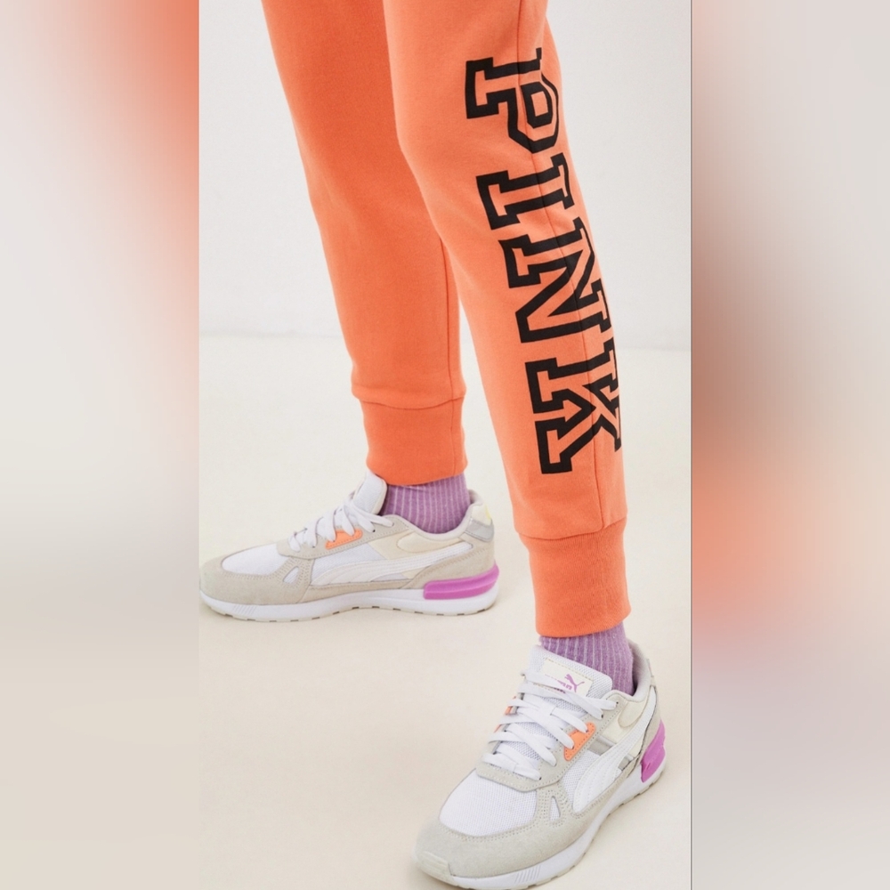 PINK Victoria’s Secret Coral Jogger Set Size Large Vibrant Loungewear - Picture 4 of 9